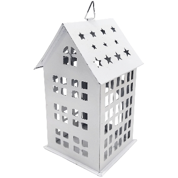 Haus ClairBlanc, weiß, Metall, 12x12x20 cm