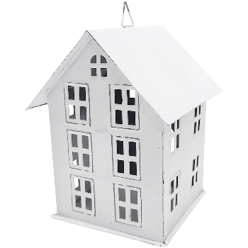 Haus ClairBlanc, weiß, Metall, 15x16x20 cm