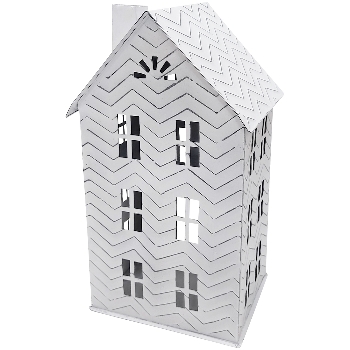 Haus ClairBlanc, weiß, Metall, 17x20x34,5 cm