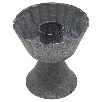 KerzenHalter Junker, grau, Metall, 7x7x7,5 cm