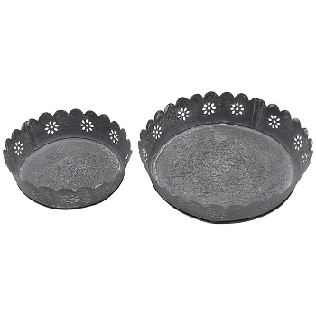 TablettSet/2 Junker, grau, Metall, 10x10x3 cm