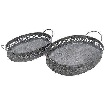 TablettSet/2 Junker, grau, Metall, 33x19x8 cm