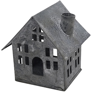 Haus Junker, grau, Metall, 8x8x8 cm