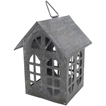 Haus Junker, grau, Metall, 9,5x10x12,5 cm