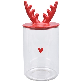 Dose Chrissie, rot, Porzellan/Glas, 13x13x24,7 cm