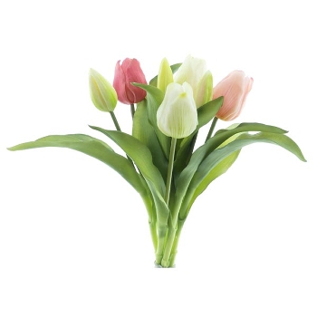 Tulpen Bund ArtificialNature, creme/rosa/grün, 31 cm
