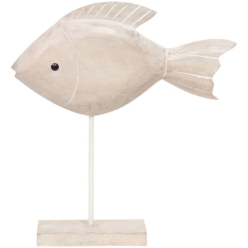 Fisch Dost, weiß, Holz, 21,5x7x20 cm