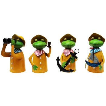 ZaunHocker Frosch Kanu, Metall, 15x10x21 cm