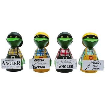 ZaunHocker Frosch Angler Kanu, Metall, 19x14x20 cm