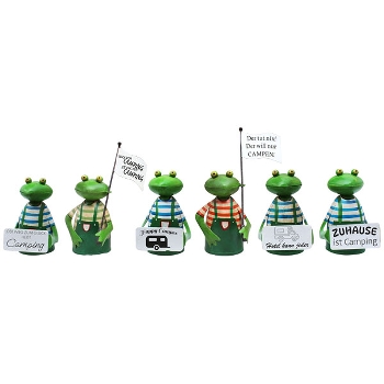 ZaunHocker Frosch Camping Kanu, Metall, 18x13x26 cm