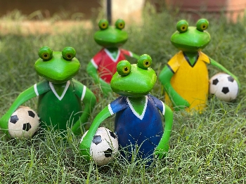 ZaunHocker FußballFrosch Kanu, Metall, 18x10x19 cm