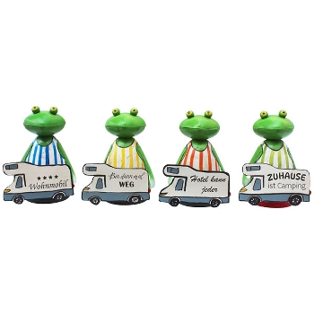 ZaunHocker Frosch WohnMobil Kanu, Metall, 14x11x18 cm