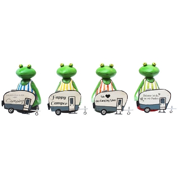 ZaunHocker Frosch WohnWagen Kanu, Metall, 14x13x18 cm