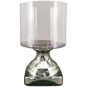 KerzenHalter Vitreous, silber, Glas, 13x13x22,5 cm