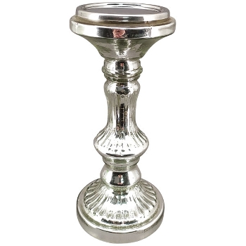 KerzenHalter Vitreous, silber, Glas/Metall, 10x10x24 cm