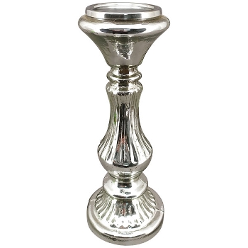 KerzenHalter Vitreous, silber, Glas/Metall, 12x12x32 cm