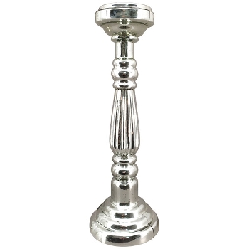 KerzenHalter Vitreous, silber, Glas/Metall, 13,5x13,5x41 cm