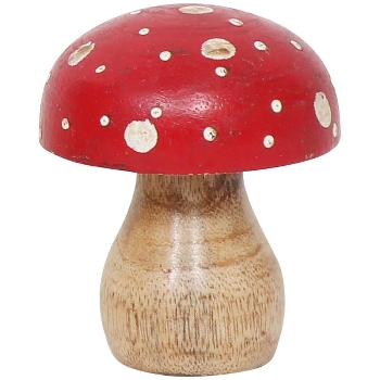 Pilz Dost, natur/rot, Holz, 5x5x7 cm