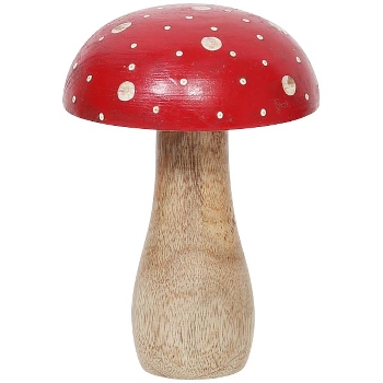 Pilz Dost, natur/rot, Holz, 9x9x17,5 cm