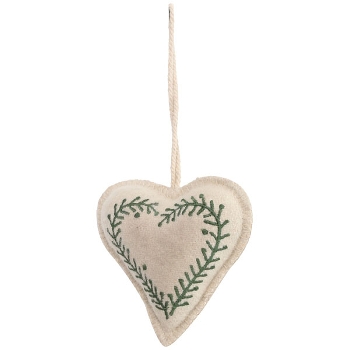 HerzHänger Dans, beige/grün, Baumwolle/Polyester, 12x12x2 cm