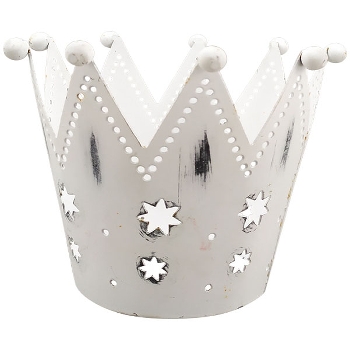 Krone ClairBlanc, weiß, Metall, 13x13x10 cm