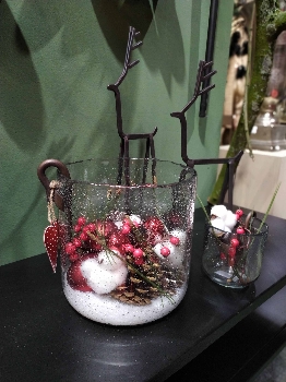 WindLicht mit KerzenHalter Verre, Glas/Metall, 19x19x20 cm