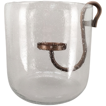 WindLicht mit KerzenHalter Verre, Glas/Metall, 25x25x25 cm