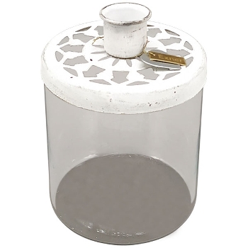 KerzenHalter ClairBlanc, weiß, Metall/Glas, 9x9x11 cm