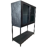 Schrank Sobre, schwarz, Holz/Glas/Metall, 100x40x125 cm