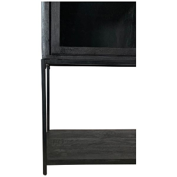 Schrank Sobre, schwarz, Holz/Glas/Metall, 100x40x125 cm