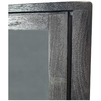 Schrank Sobre, schwarz, Holz/Glas/Metall, 100x40x125 cm