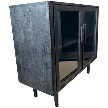 Schrank Sobre, schwarz, Holz/Glas, 100x40x87 cm