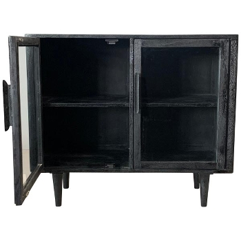 Schrank Sobre, schwarz, Holz/Glas, 100x40x87 cm