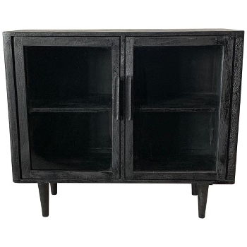 Schrank Sobre, schwarz, Holz/Glas, 100x40x87 cm