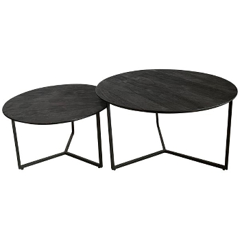 TischSet/2 Sobre, schwarz, Holz/Metall, 60x60x35 cm, 75x75x42 cm