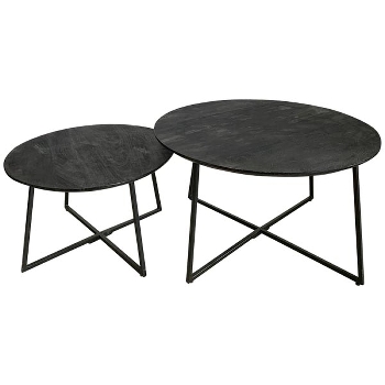 TischSet/2 Sobre, schwarz, Holz/Metall, 60x60x35 cm, 80x80x42 cm