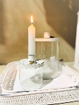KerzenHalter ClairBlanc, weiß, Metall/Glas, 11x11x16,5 cm