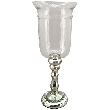WindLicht Iride, silber, Glas, 13,5x13,5x34 cm