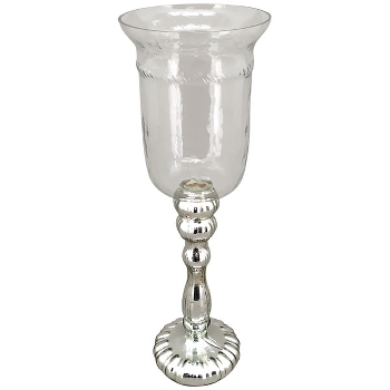 WindLicht Iride, silber, Glas, 13,5x13,5x40 cm