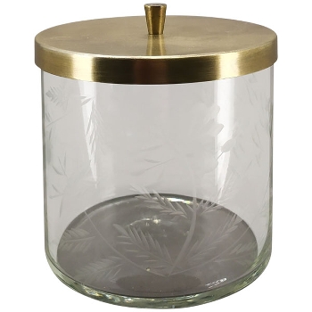 Bonboniere Iride, transparent/gold, Glas/Metall, 10x10x11 cm