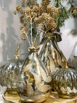 Vase Iride, kupfer, Glas, 15x15x23,5 cm