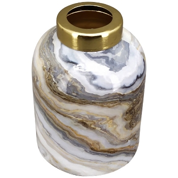 Vase EnameL, gold/braun, Metall, 8x8x11 cm