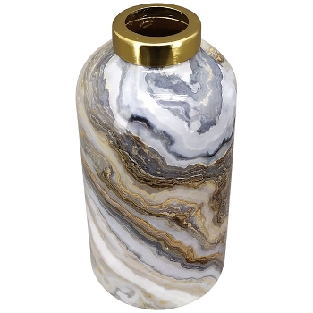 Vase EnameL, gold/braun, Metall, 8x8x16 cm