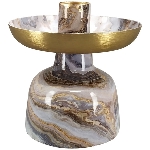 KerzenHalter EnameL, gold/braun, Metall,10x10x10 cm