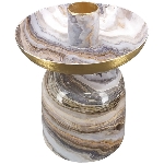 KerzenHalter EnameL, gold/braun, Metall,10x10x12 cm