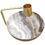 KerzenHalter EnameL, gold/braun, Metall, 12,5x12,5x8 cm