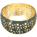 WindLicht EnameL, gold/braun, Metall, 11x11x7,5 cm