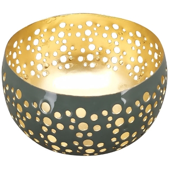 WindLicht EnameL, gold/braun, Metall, 13x13x8 cm