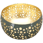 WindLicht EnameL, gold/braun, Metall, 13x13x8 cm