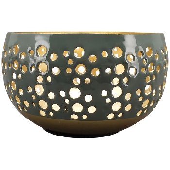 WindLicht EnameL, gold/braun, Metall, 13x13x8 cm
